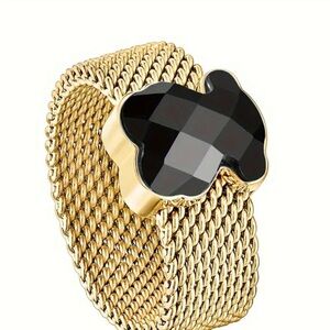 18KGold plated and Black bear Ring
